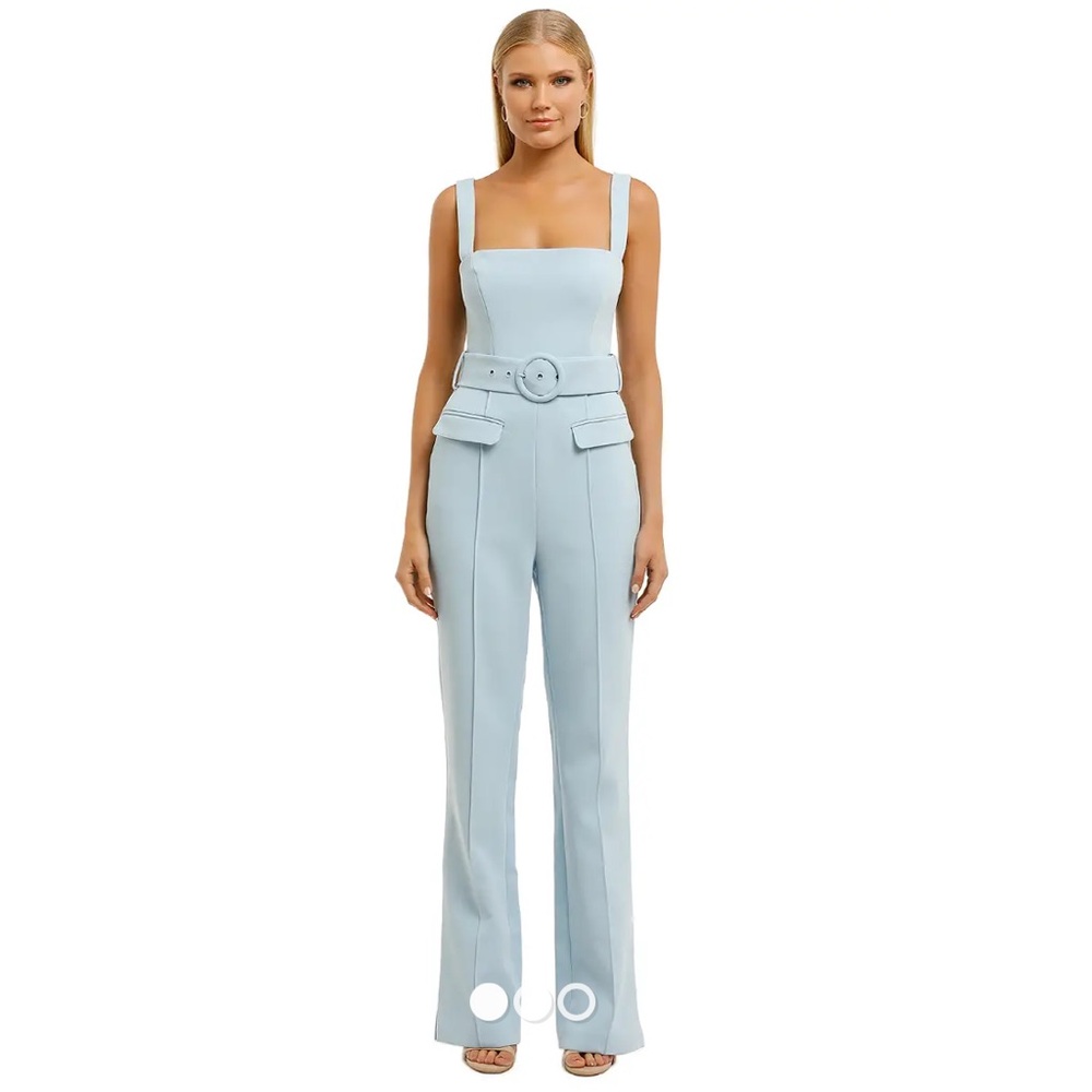 MISHA Aviana Playsuit JumpsuitBelted Wide Leg In Powder Blue Size 8